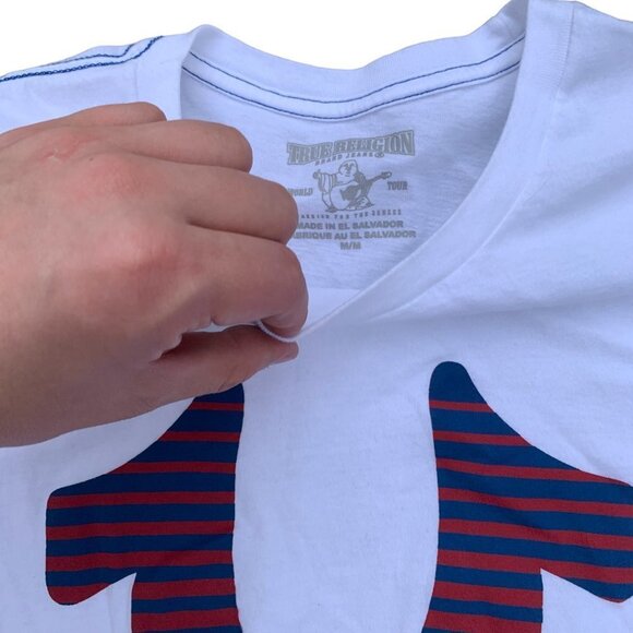 TRUE Religion Lined Football Shirt Medium - Picture 4 of 5